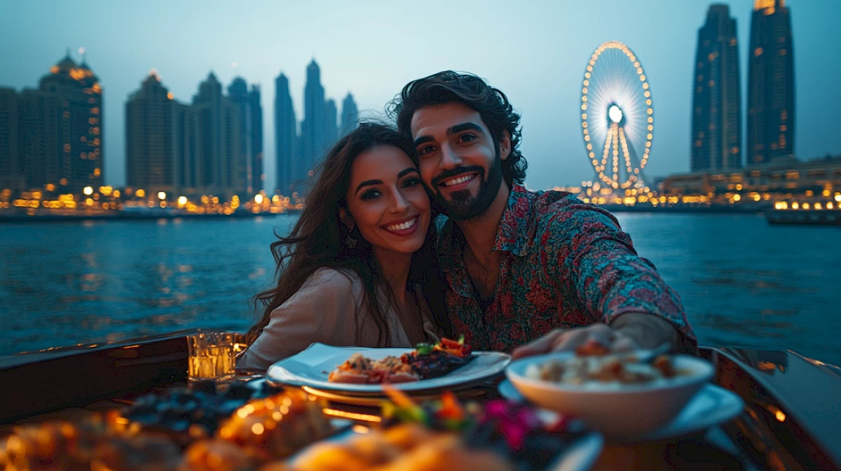 Ужин-круиз на лодке доу в Dubai Marina: романтика и виды на город