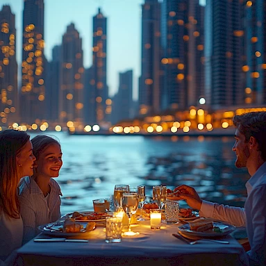 Ужин-круиз на лодке доу в Dubai Marina: романтика и виды на город