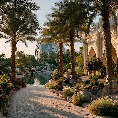 Коранический парк Quranic Park: пещера чудес, стеклянный дом, растения