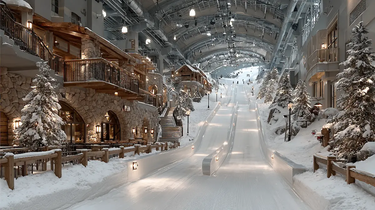 Горнолыжный комплекс Ski Dubai в Mall of the Emirates: снег, лыжи, пингвины