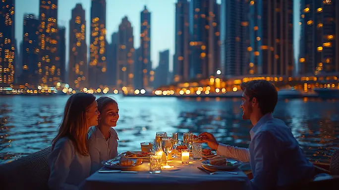 Dinner Cruise on a Dhow Boat in Dubai Marina: Romance and City Views