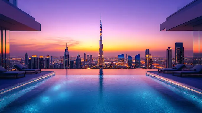 Address Sky View Hotel: Pool with a view of Burj Khalifa