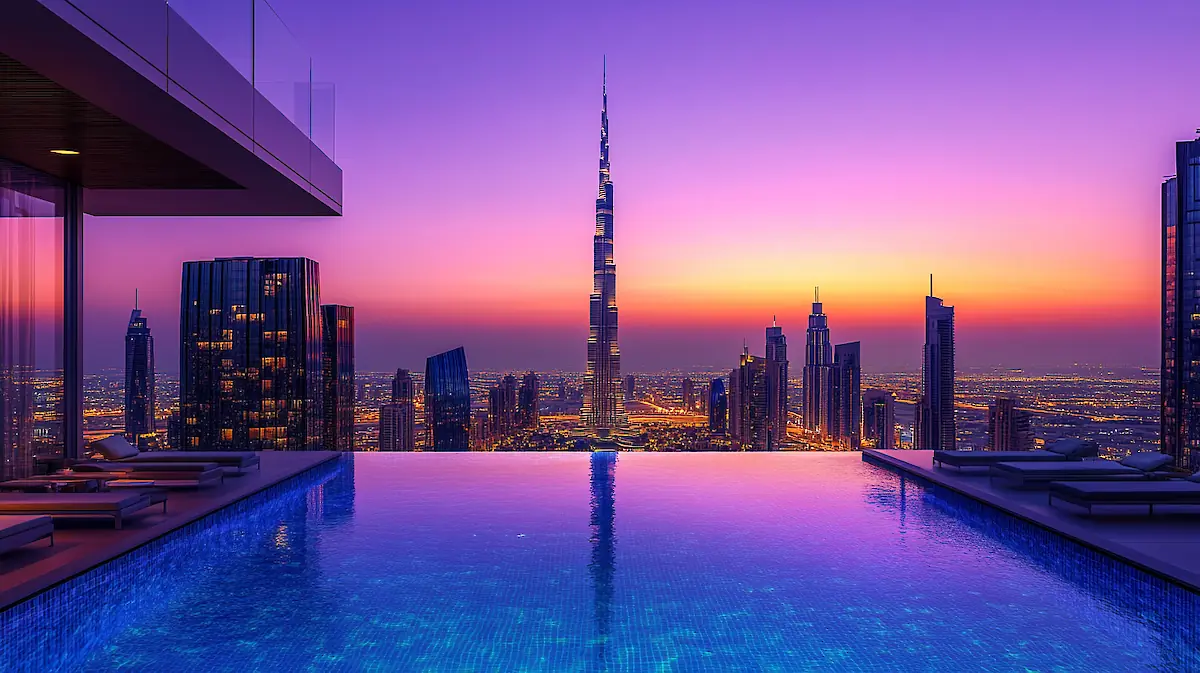 Address Sky View Hotel: Pool with a view of Burj Khalifa