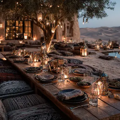 Ресторан Al Hadheerah в Bab Al Shams: ужин в пустыне с шоу