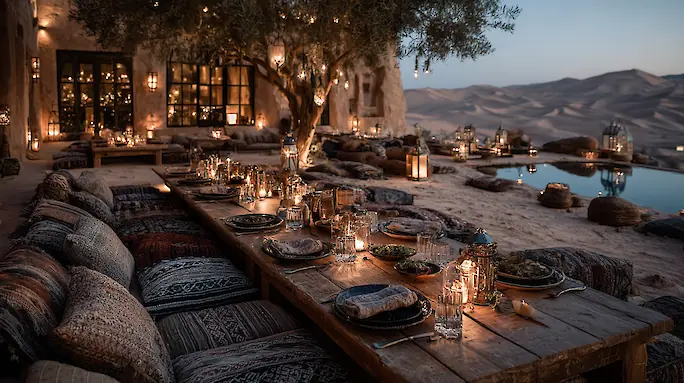 Ресторан Al Hadheerah в Bab Al Shams: ужин в пустыне с шоу